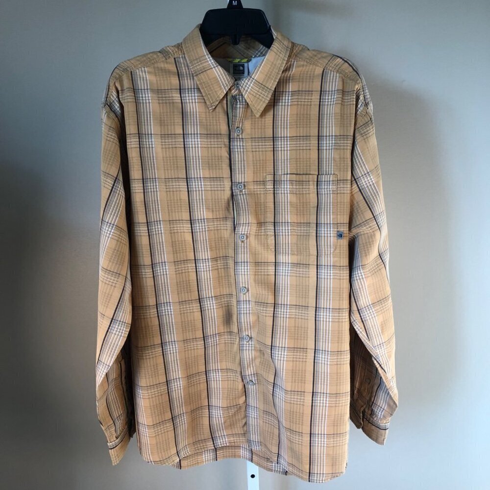 The North Face A5 Series 100% Cotton Long Sleeve Button Front Brown Shirt Sz L